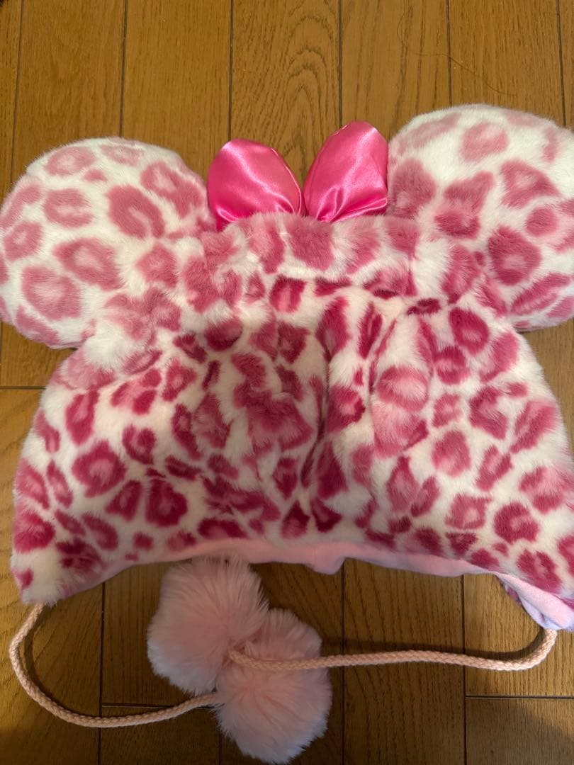 ディズニーランド ミニーマウスヒョウ柄帽子