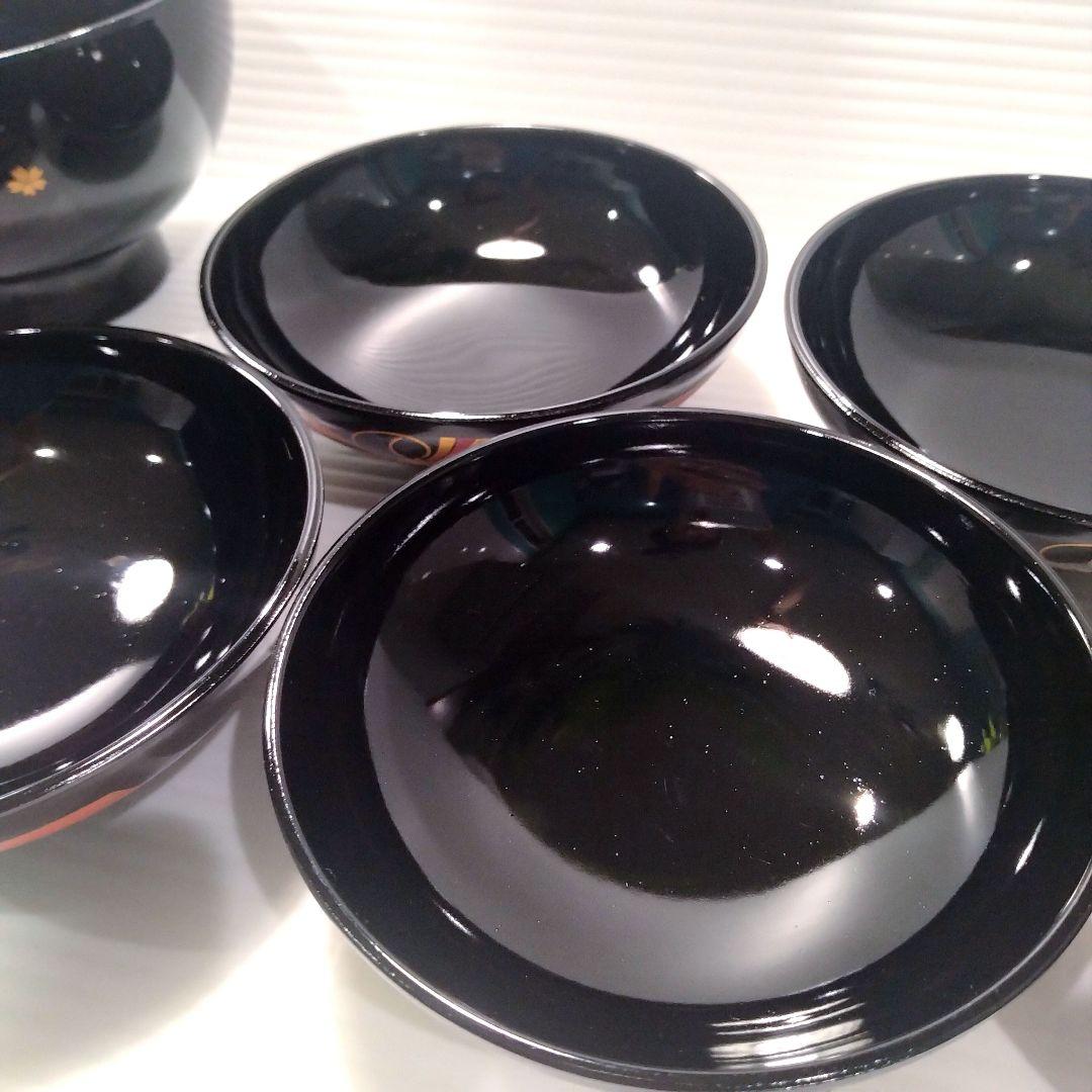 会津塗 金彩 結び 蓋付き 吸物椀 5客揃 熨斗蒔絵 汁椀 御吸物椀 正月 漆器