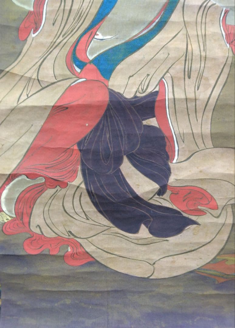花魁（おいらん）美人画　浮世絵　古画　下図　絹本　掛軸