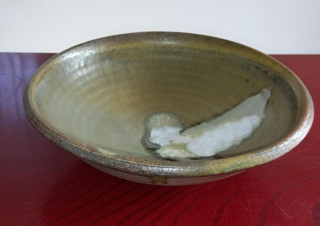 白越不朝　塩越窯 自然灰釉の究極美が迸る逸品灰釉美向付け中鉢 No:8