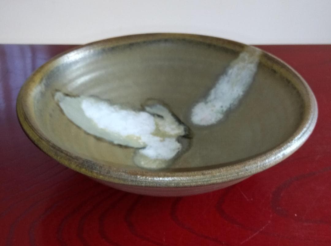 白越不朝　塩越窯 自然灰釉の究極美が迸る逸品灰釉美向付け中鉢 No:8