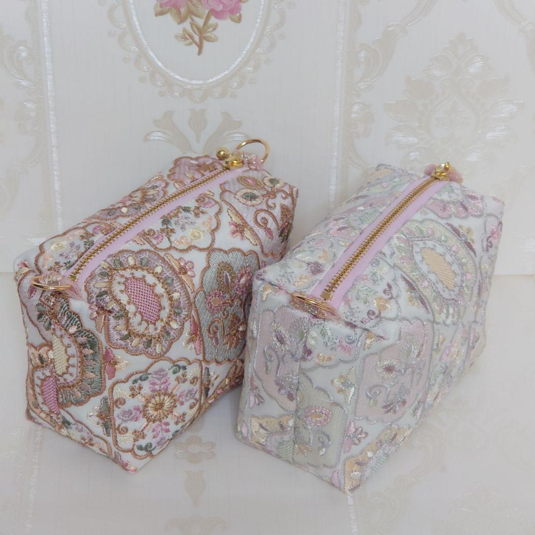 萩原様 インド刺繍 ボックスポーチ ハンドメイド