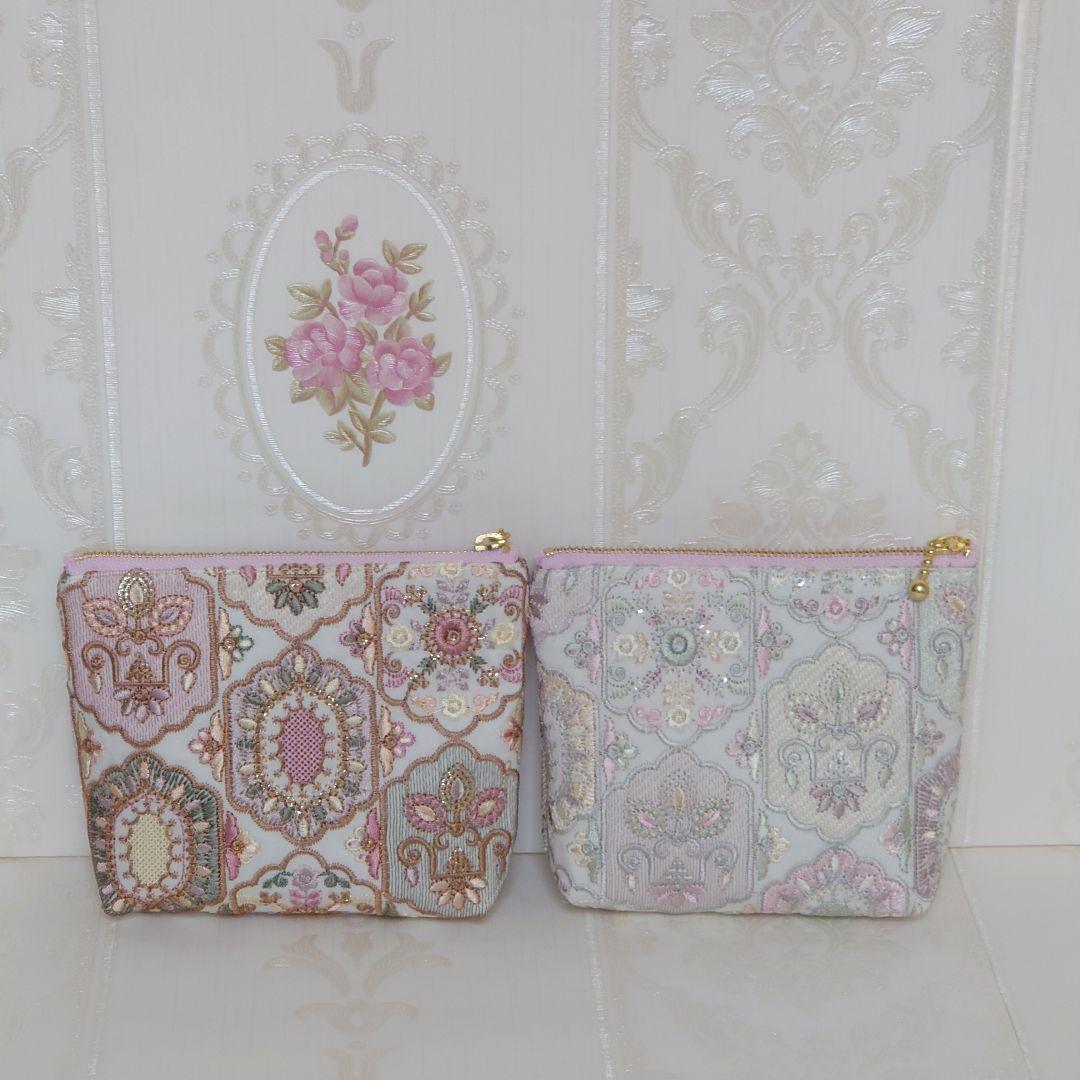 萩原様 インド刺繍 ボックスポーチ ハンドメイド