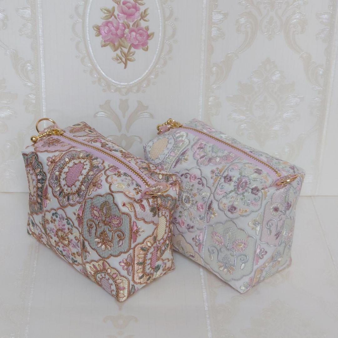 萩原様 インド刺繍 ボックスポーチ ハンドメイド