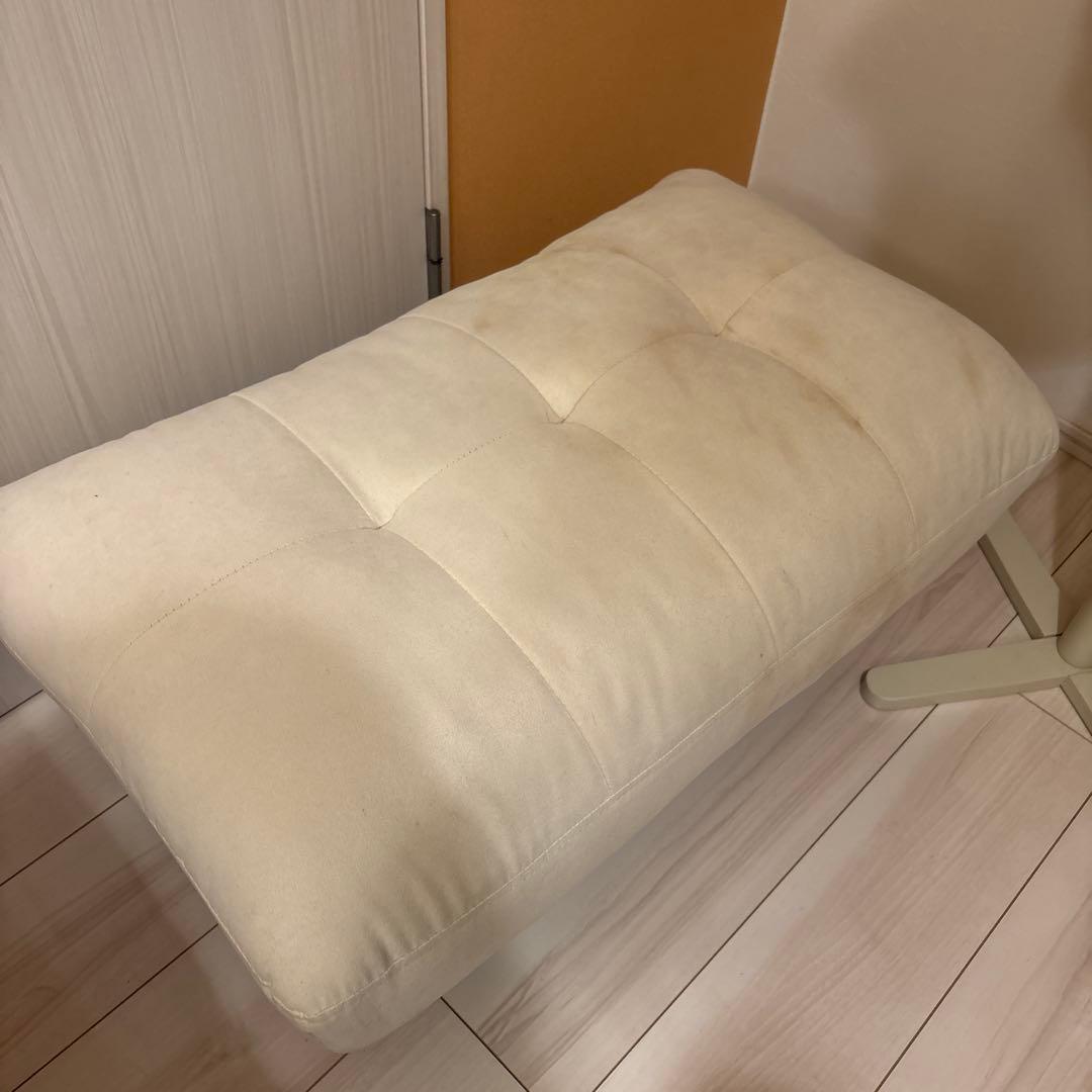 【つくね】アイボリー1人がけソファ+オットマン