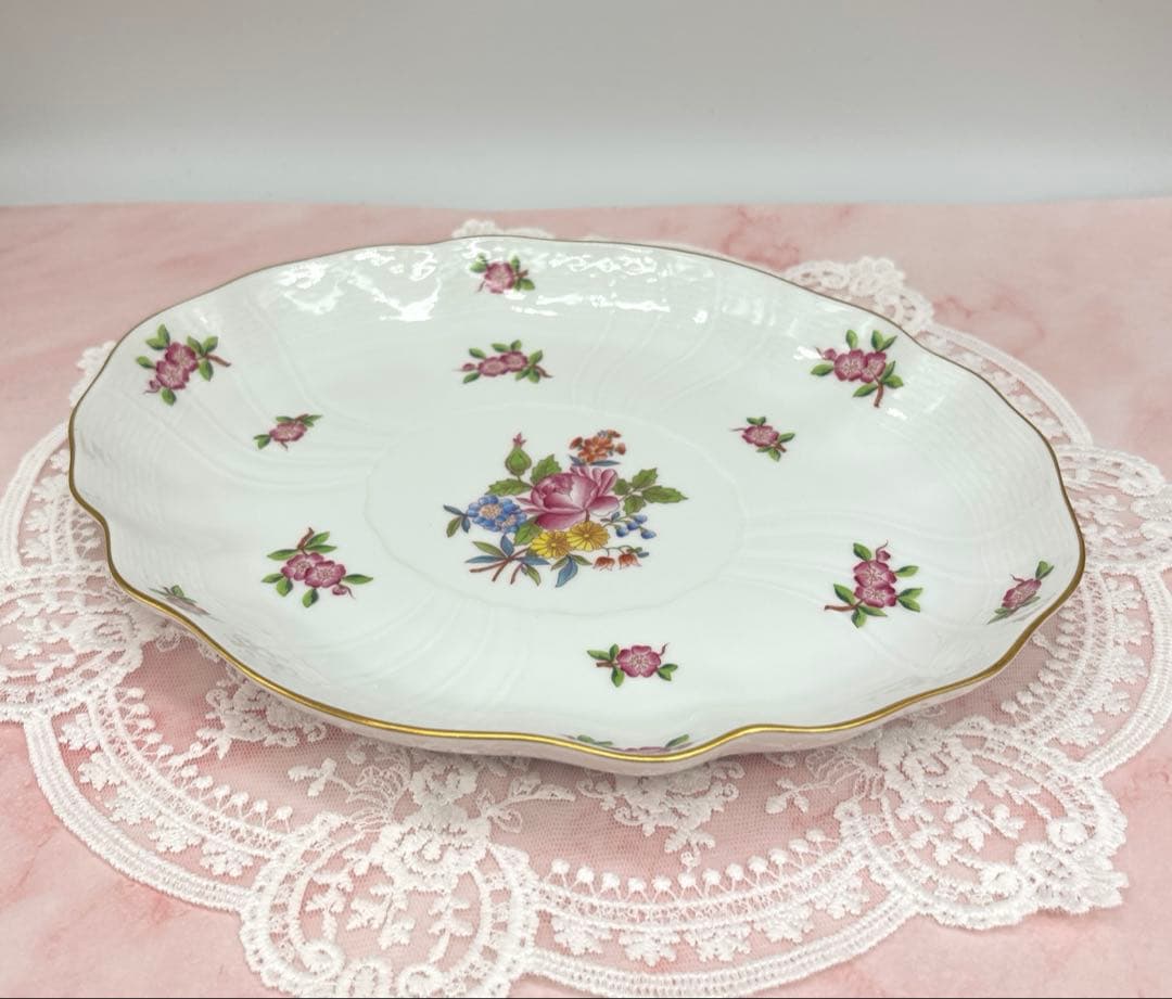 ヘレンド フラワーブーケ オバールプレート 美品 Herend 楕円皿