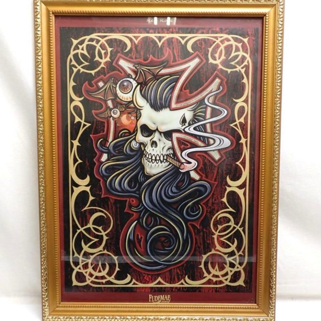 FUDMAE 筆前　Red Rose グラフィックポスター スカル