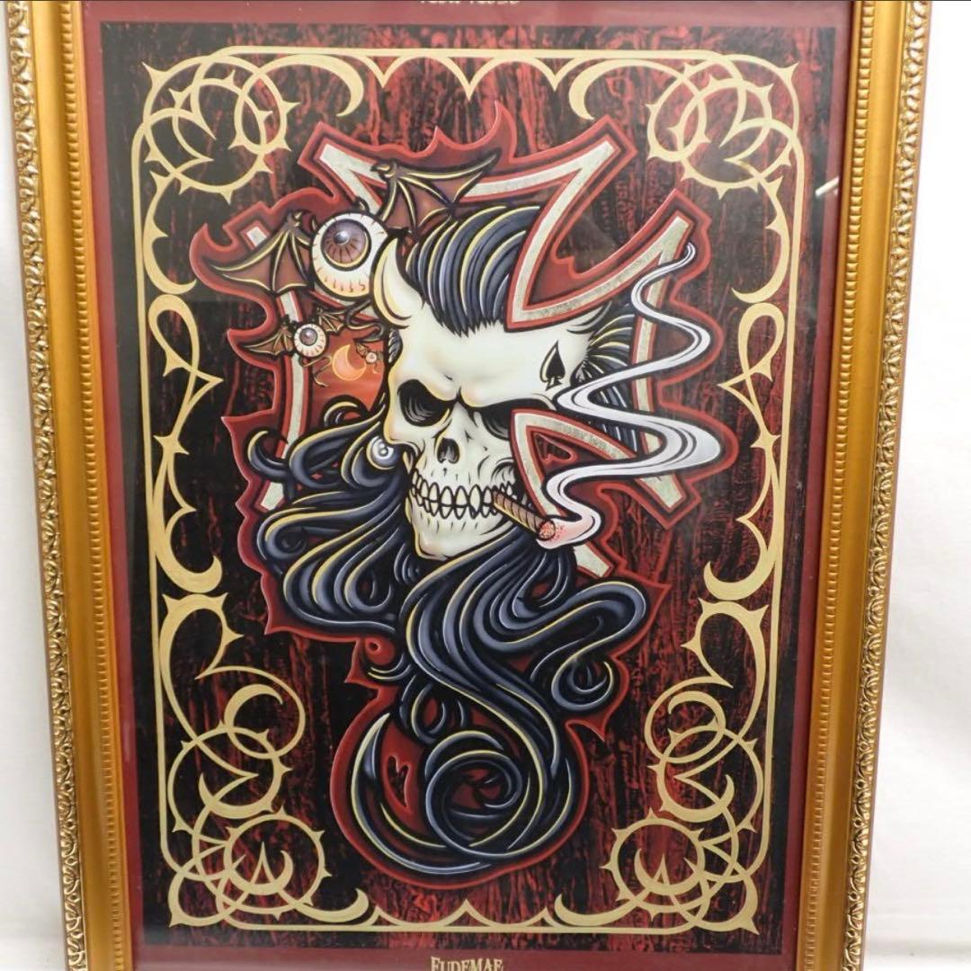 FUDMAE 筆前　Red Rose グラフィックポスター スカル