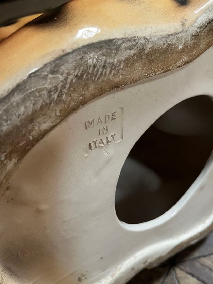 イタリア製 ヒョウ 豹 陶器 置物 レオパード アニマル インテリア オブジェ