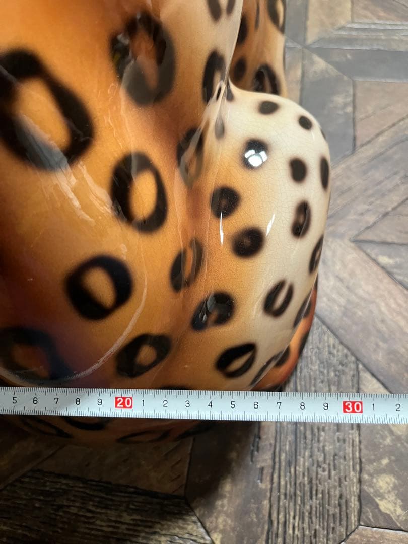 イタリア製 ヒョウ 豹 陶器 置物 レオパード アニマル インテリア オブジェ