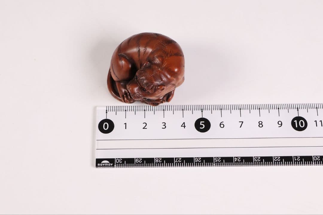 木製 提物 根付 虎 親子 寅 トラ 彫刻 木彫り【MB309】