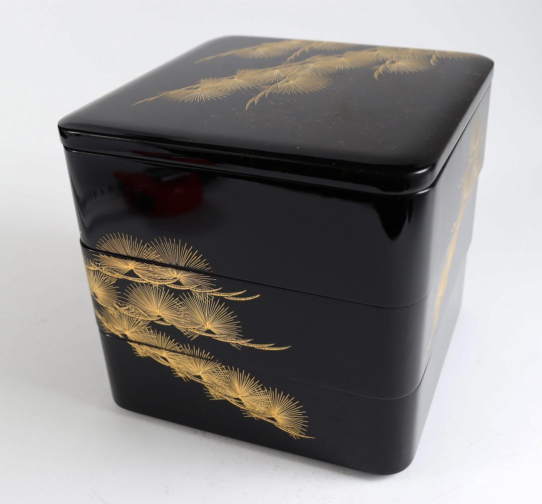 輪島塗 三段重 松 共箱 茶道具 重箱