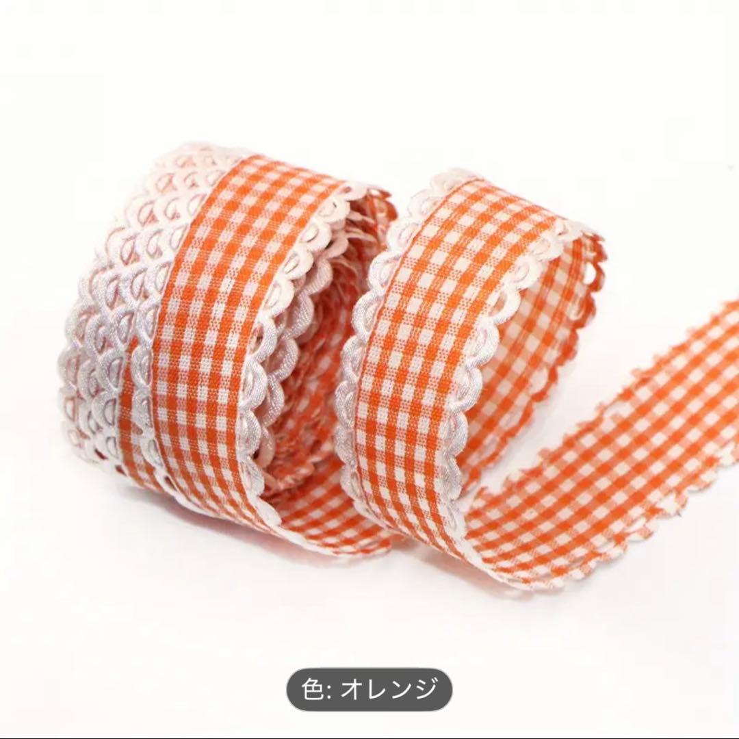 チェック柄リボン　ピンク