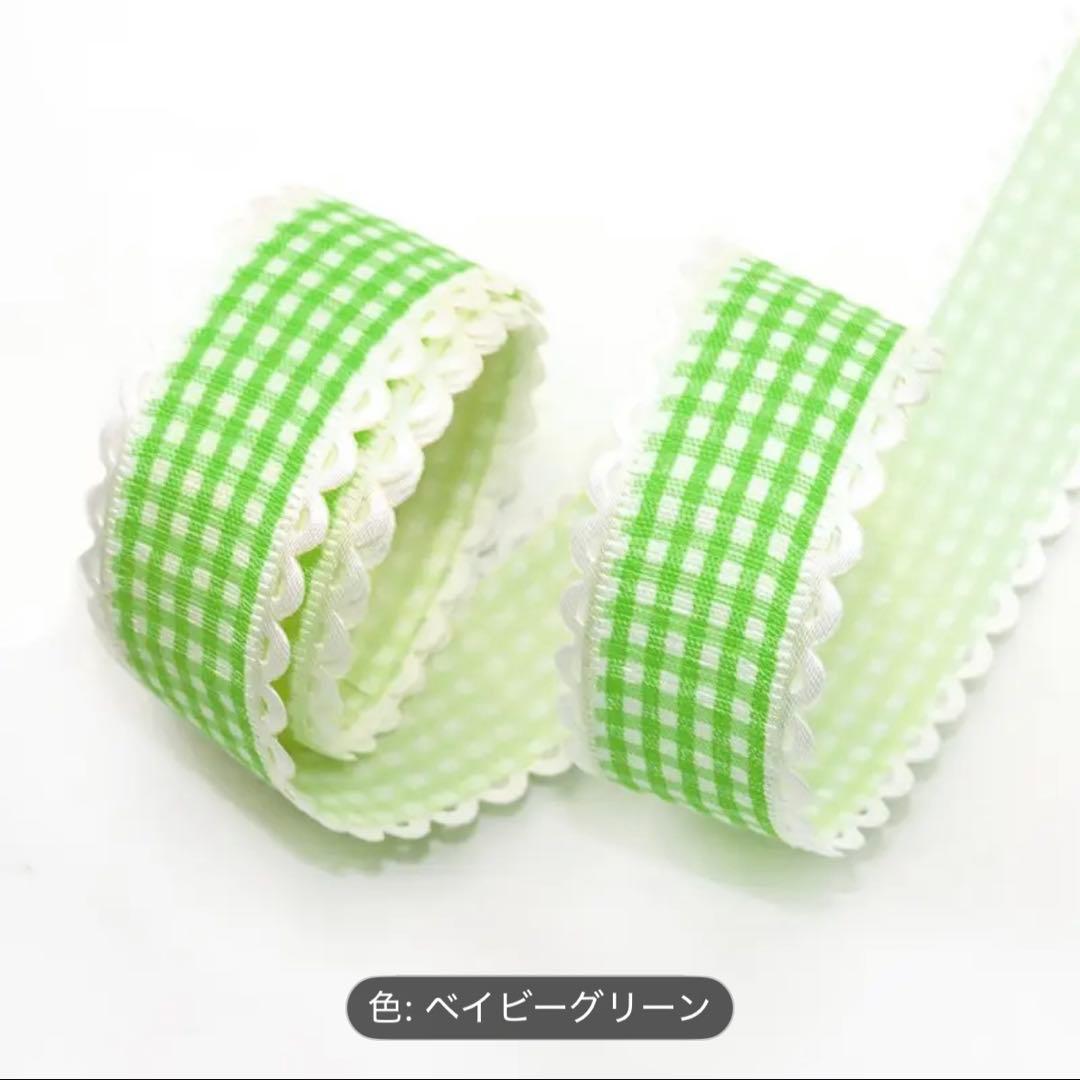 チェック柄リボン　ピンク