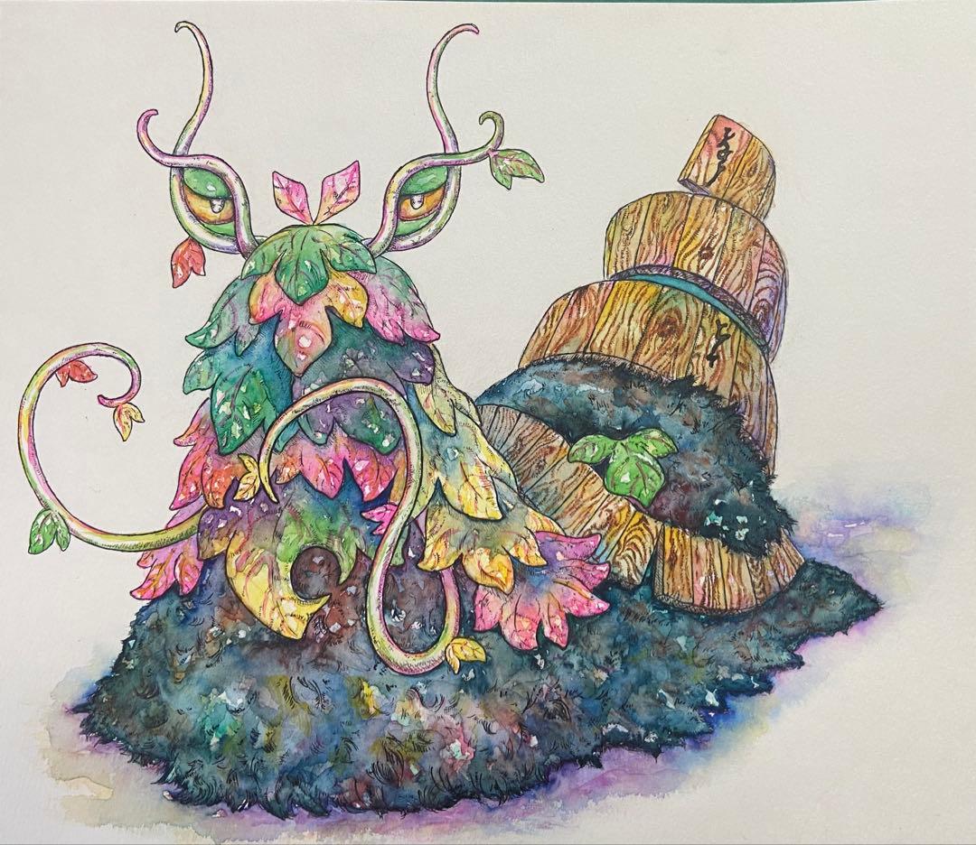 ポケモン チオンジェン 手描き イラスト 色紙サイズ