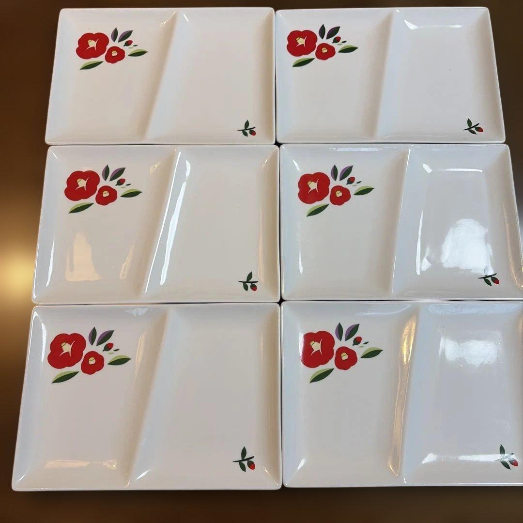 キャッスルエンタープライズ　「お家時間シリーズ 和食によく合う仕切り皿」6客　椿