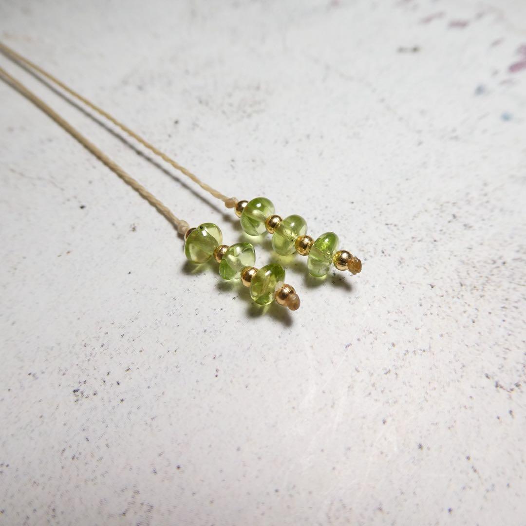 W　宝石質オパール・ペリドットのマクラメネックレス