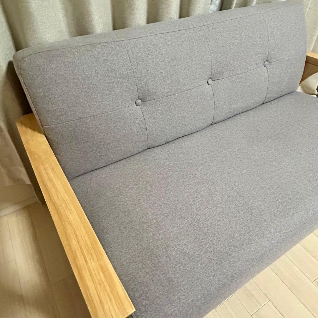 2人掛けソファ 北欧風 レトロ グレー コンパクト 幅128cm