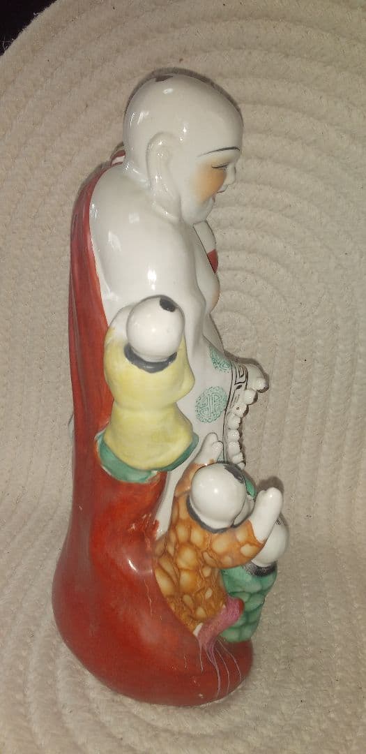 Laughing Bueha【子宝母子像】陶器製32Χ21&2.2Кg　中古良品