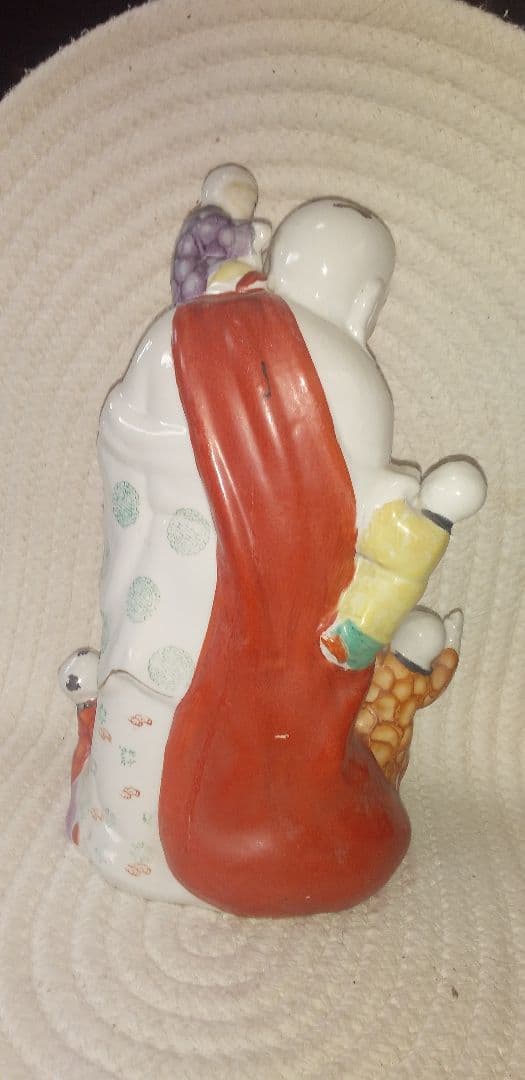 Laughing Bueha【子宝母子像】陶器製32Χ21&2.2Кg　中古良品