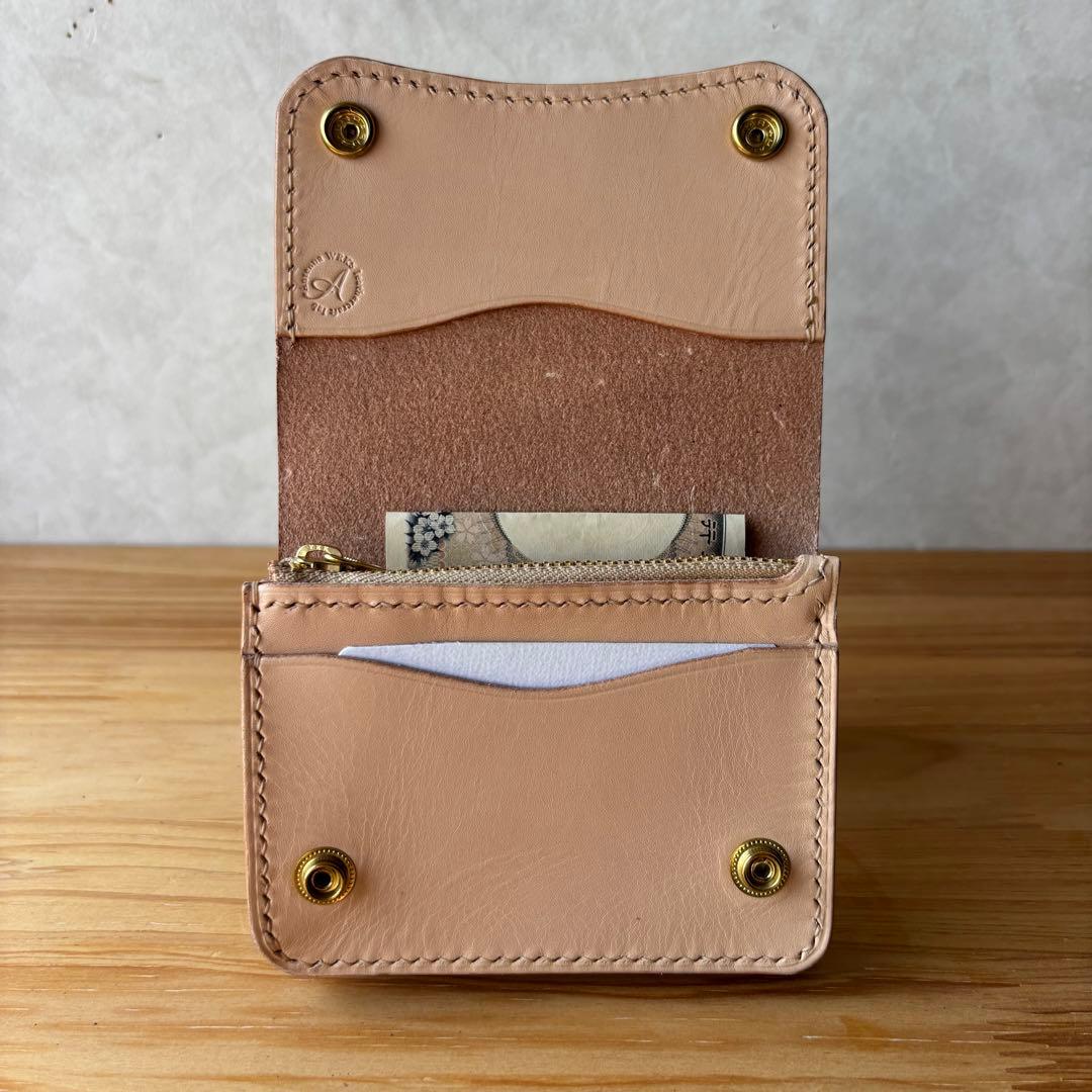 【ナチュラル】ショートトラッカーウォレット イタリアンレザー 本革