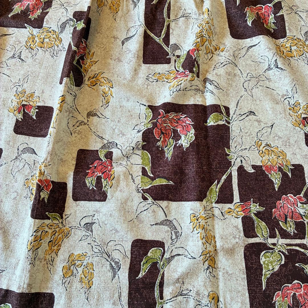 美品！50's〜60'sアメリカアンティーク植物柄カーテン生地ビンテージUSA