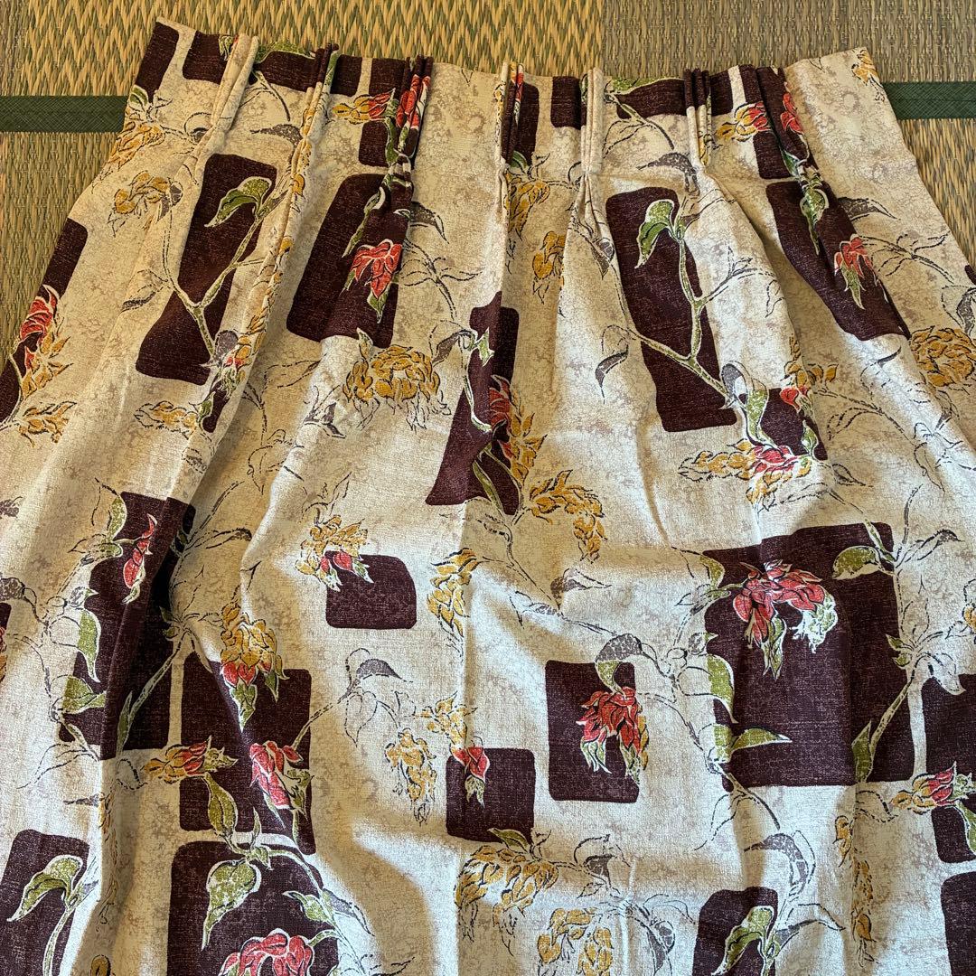 美品！50's〜60'sアメリカアンティーク植物柄カーテン生地ビンテージUSA