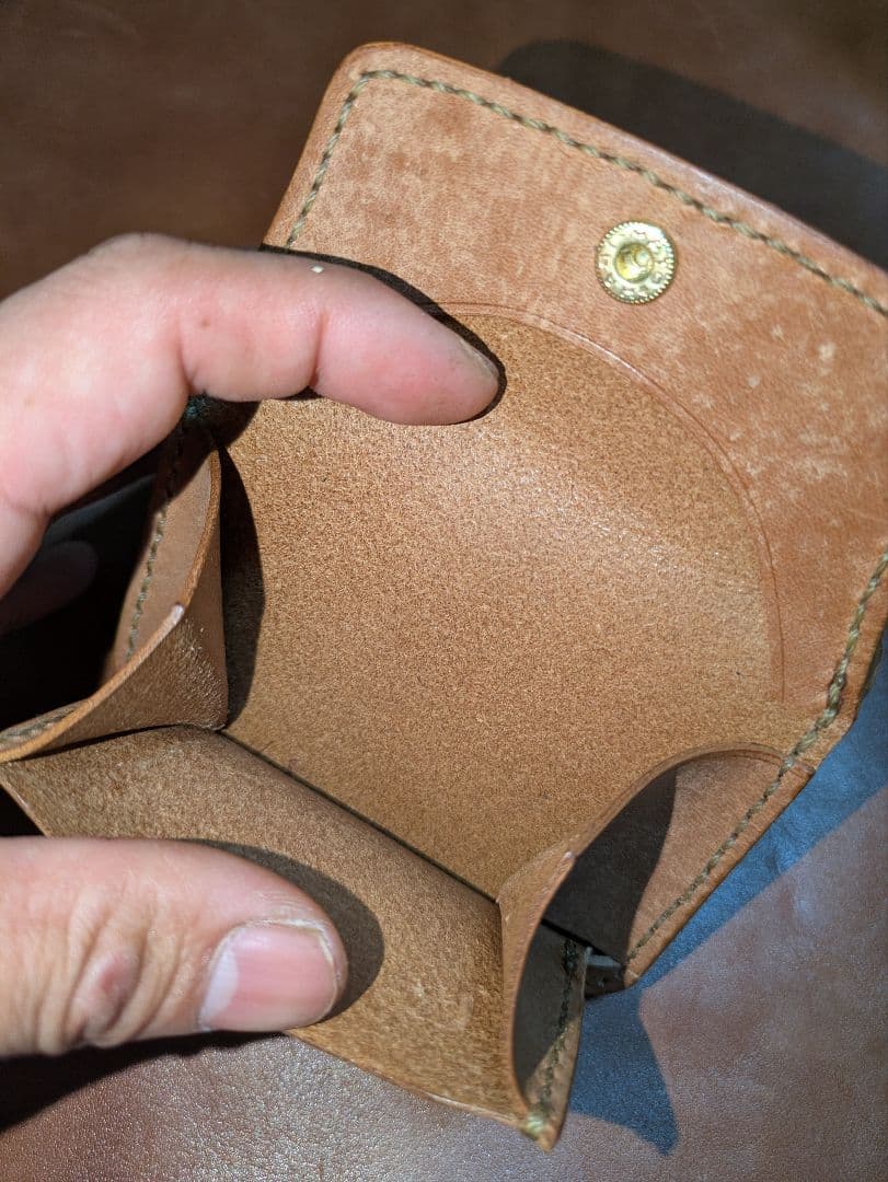 イタリアンレザー マネークリップ式 コンパクト 財布 総手縫い ハンドメイド 2