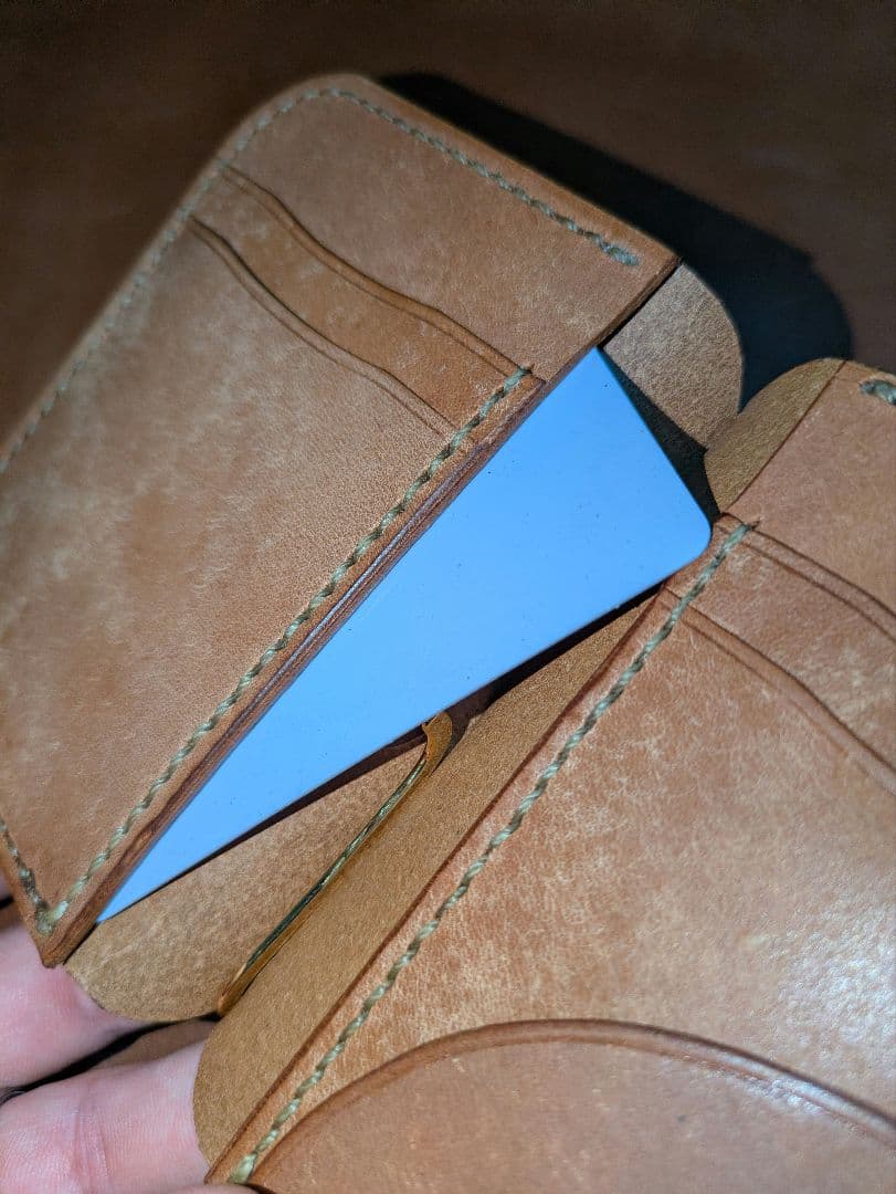 イタリアンレザー マネークリップ式 コンパクト 財布 総手縫い ハンドメイド 2