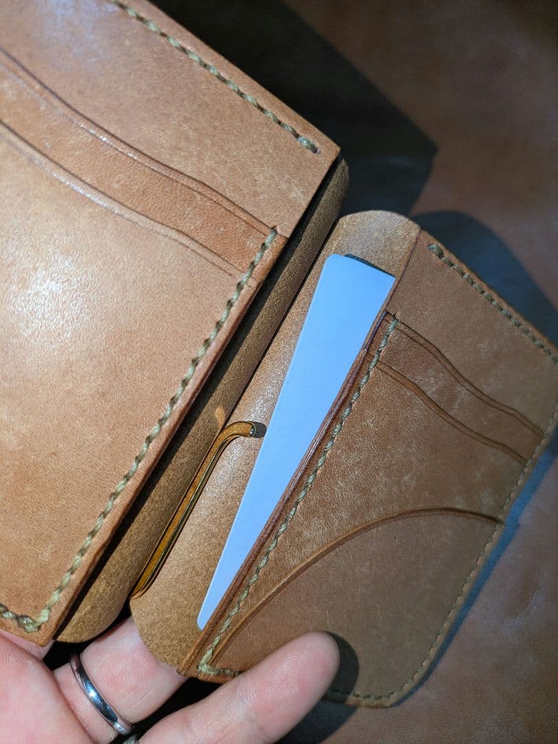 イタリアンレザー マネークリップ式 コンパクト 財布 総手縫い ハンドメイド 2