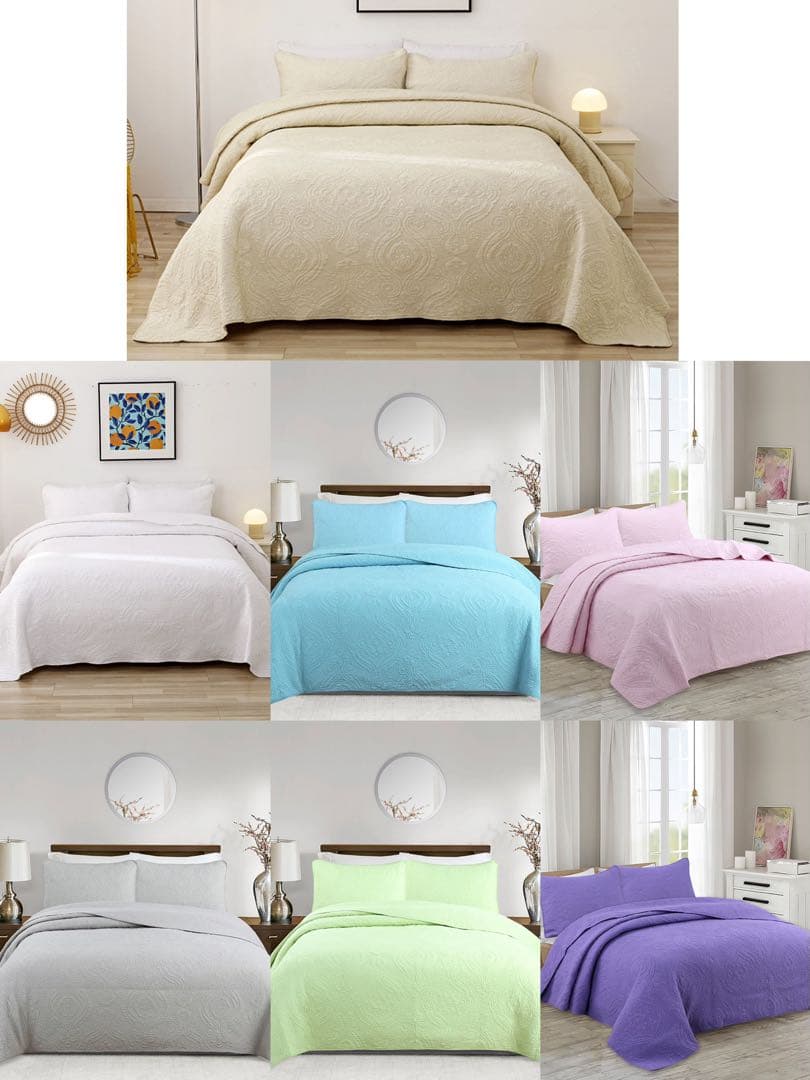 キルトベッドカバー3点セット綿マルチカバー キルティング 283A