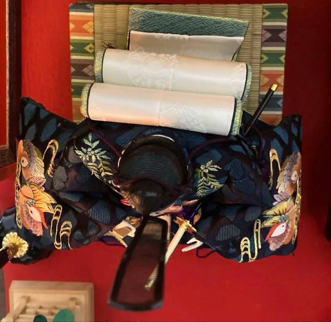 動作品 木箱 雛 ひな 人形 京都 手刺繍 親王飾り 男雛 女雛 ライト 飾り