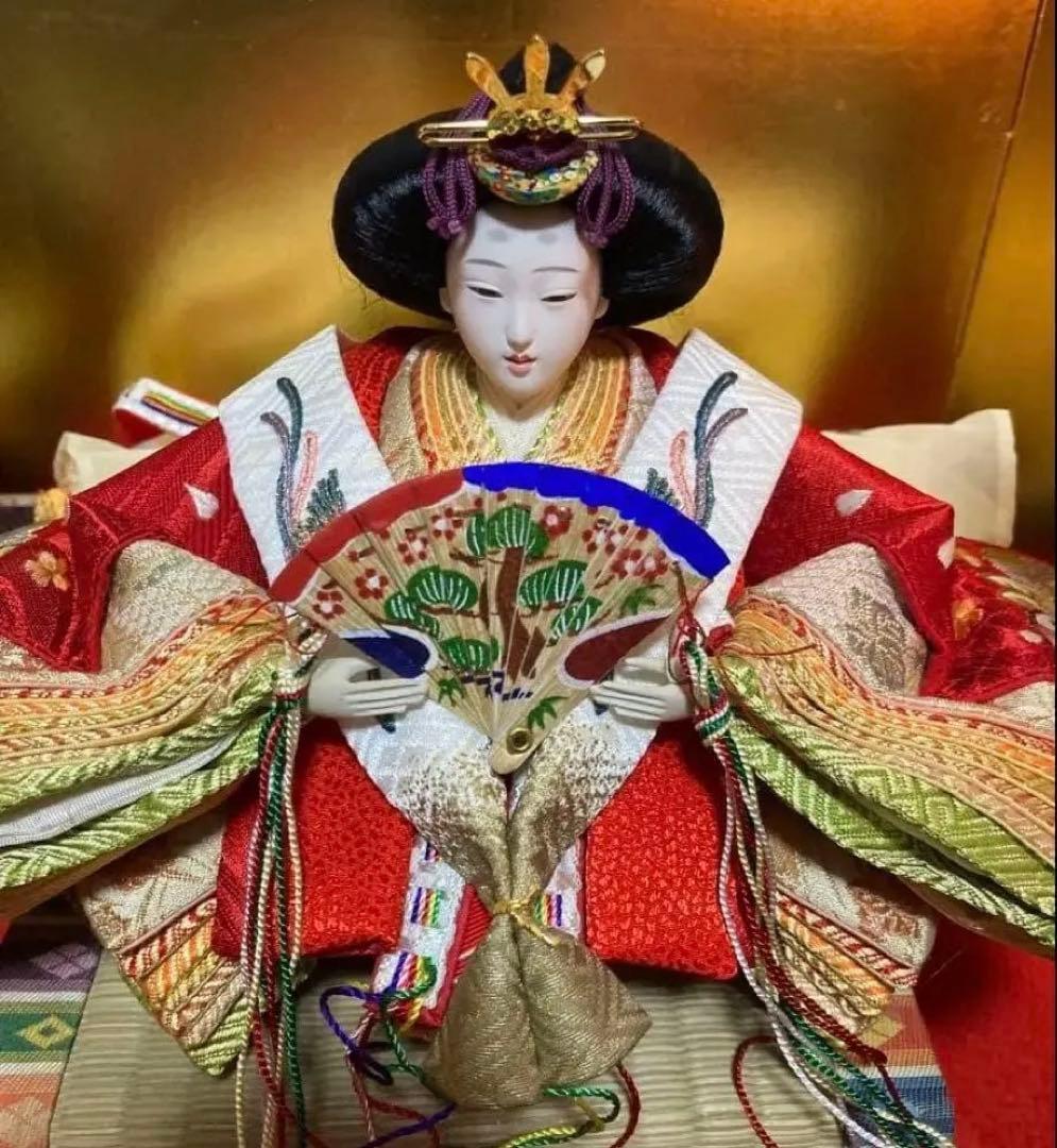 動作品 木箱 雛 ひな 人形 京都 手刺繍 親王飾り 男雛 女雛 ライト 飾り