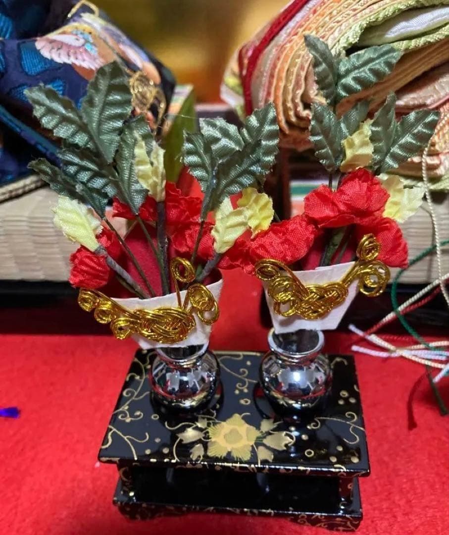 動作品 木箱 雛 ひな 人形 京都 手刺繍 親王飾り 男雛 女雛 ライト 飾り