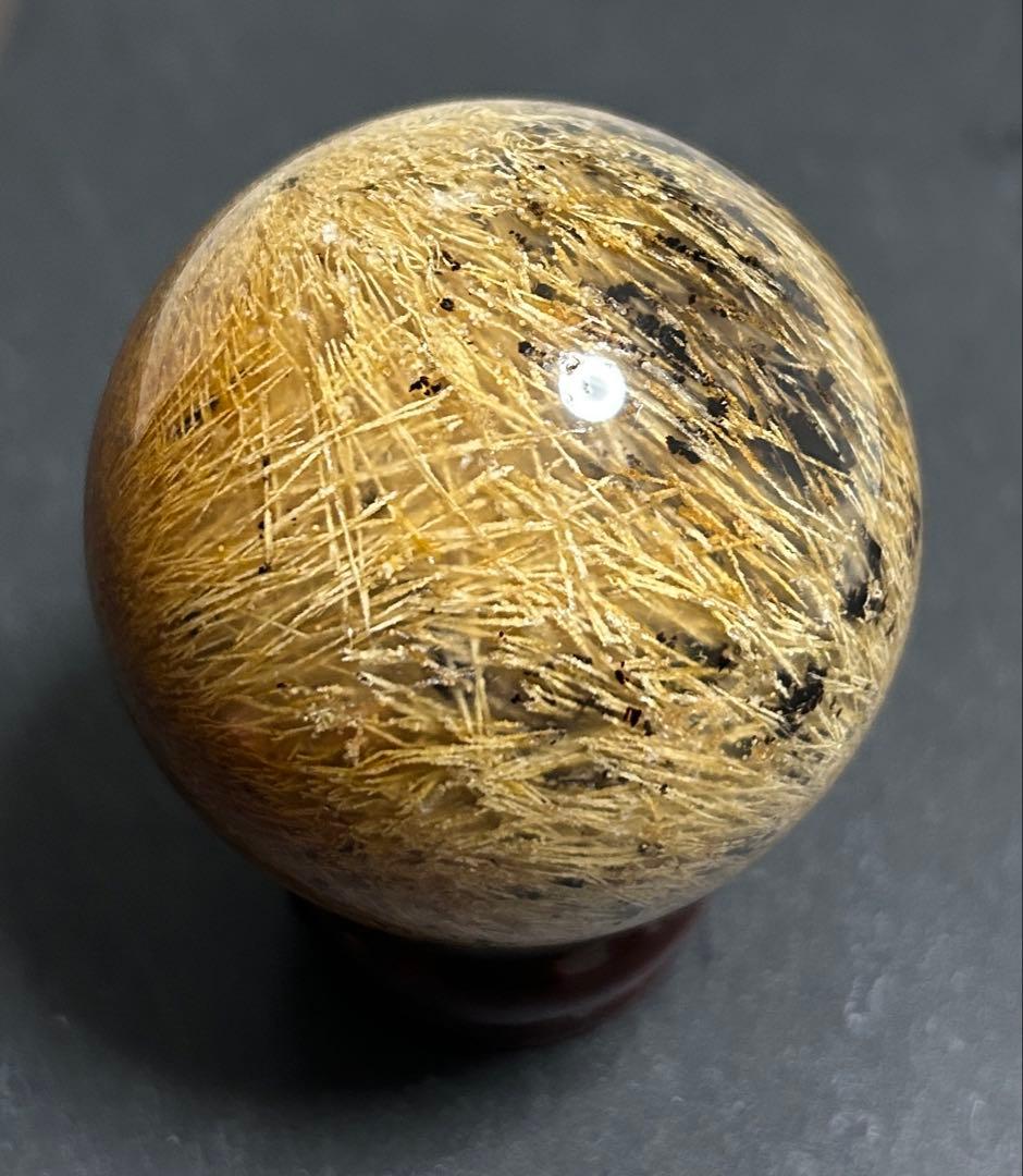 ゴールデンルチルクォーツクリスタル　丸玉186g