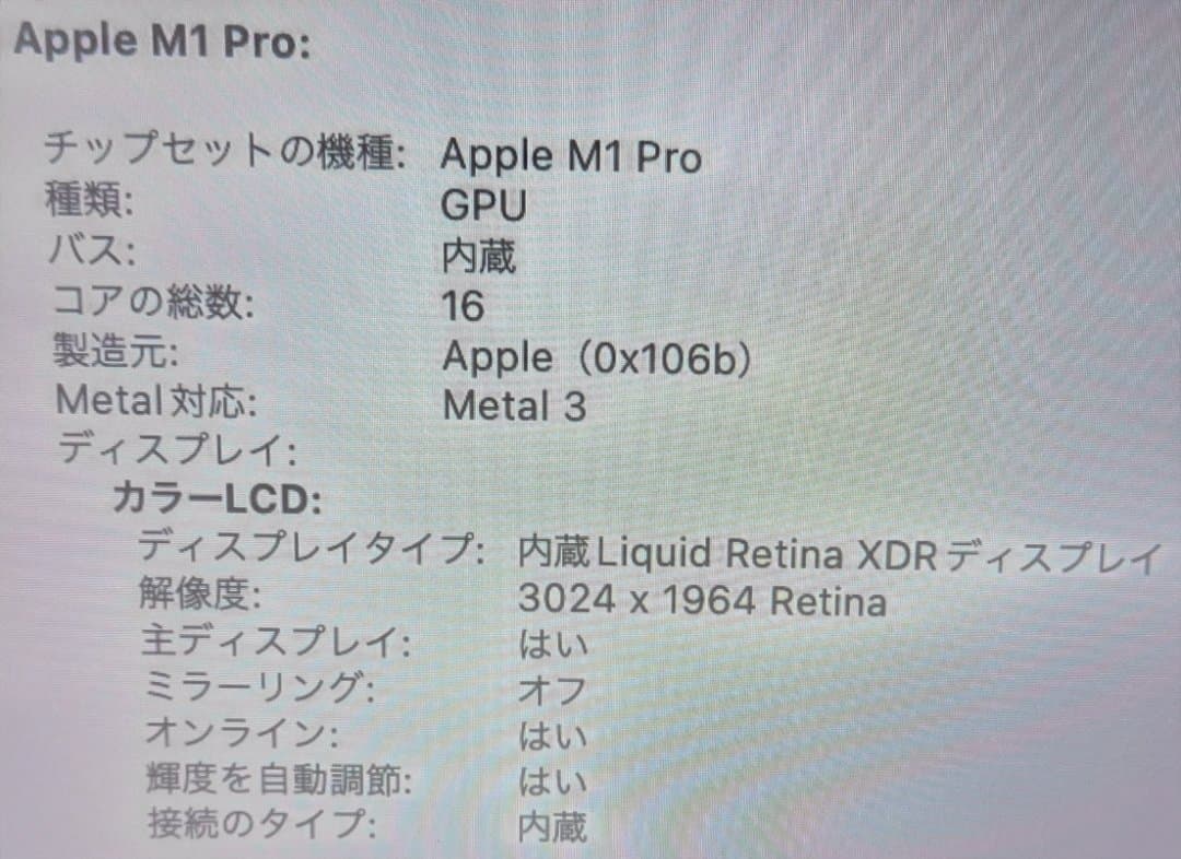 ◆MacBook Pro14/M1PRO/32GB/1TB/A2442◆