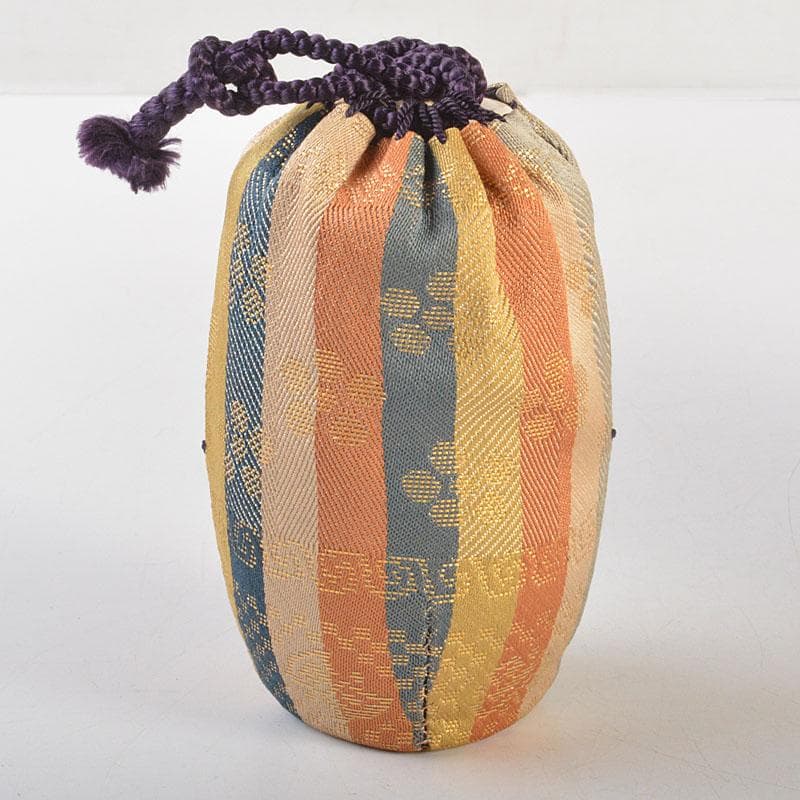 茶道具　織部焼　市川竹川造　織部茶入　仕覆付　共箱　V　6815