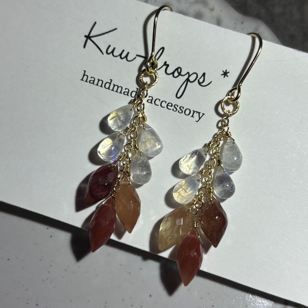 アンデシン＆ブルームーンストーン✴︎14kgfピアスP313