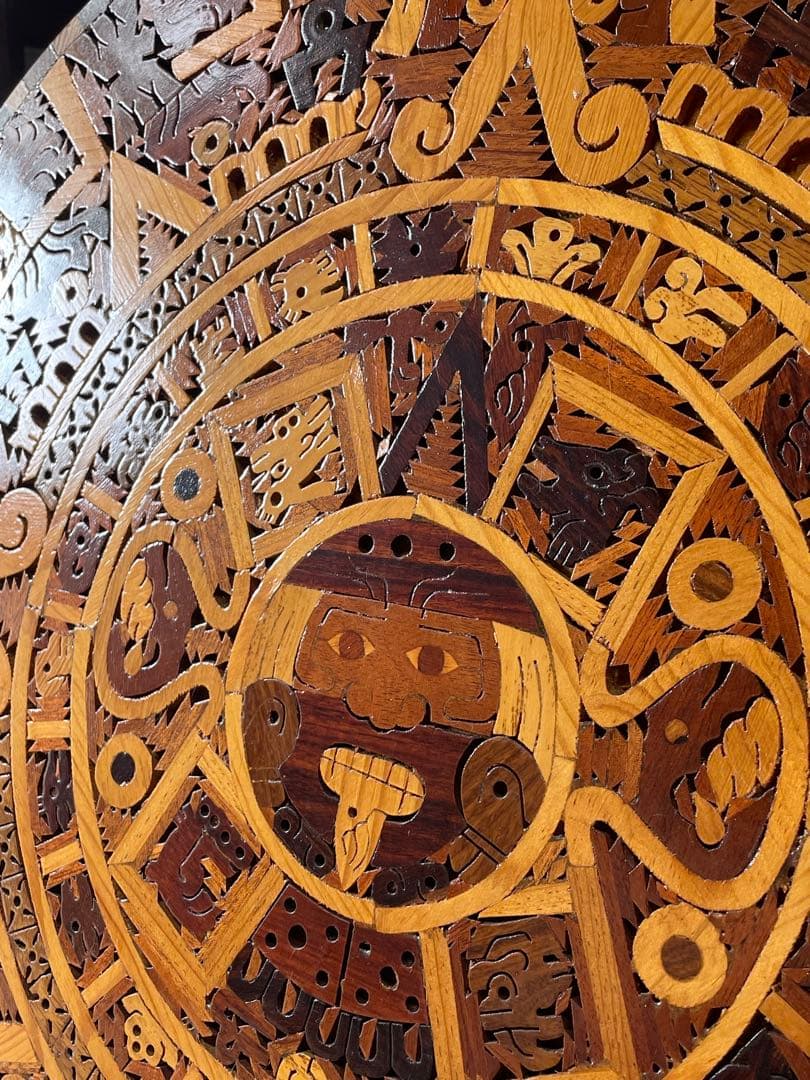 【美品】マヤ文明　太陽の石　寄木細工　置物　インテリア　工芸品　美術品
