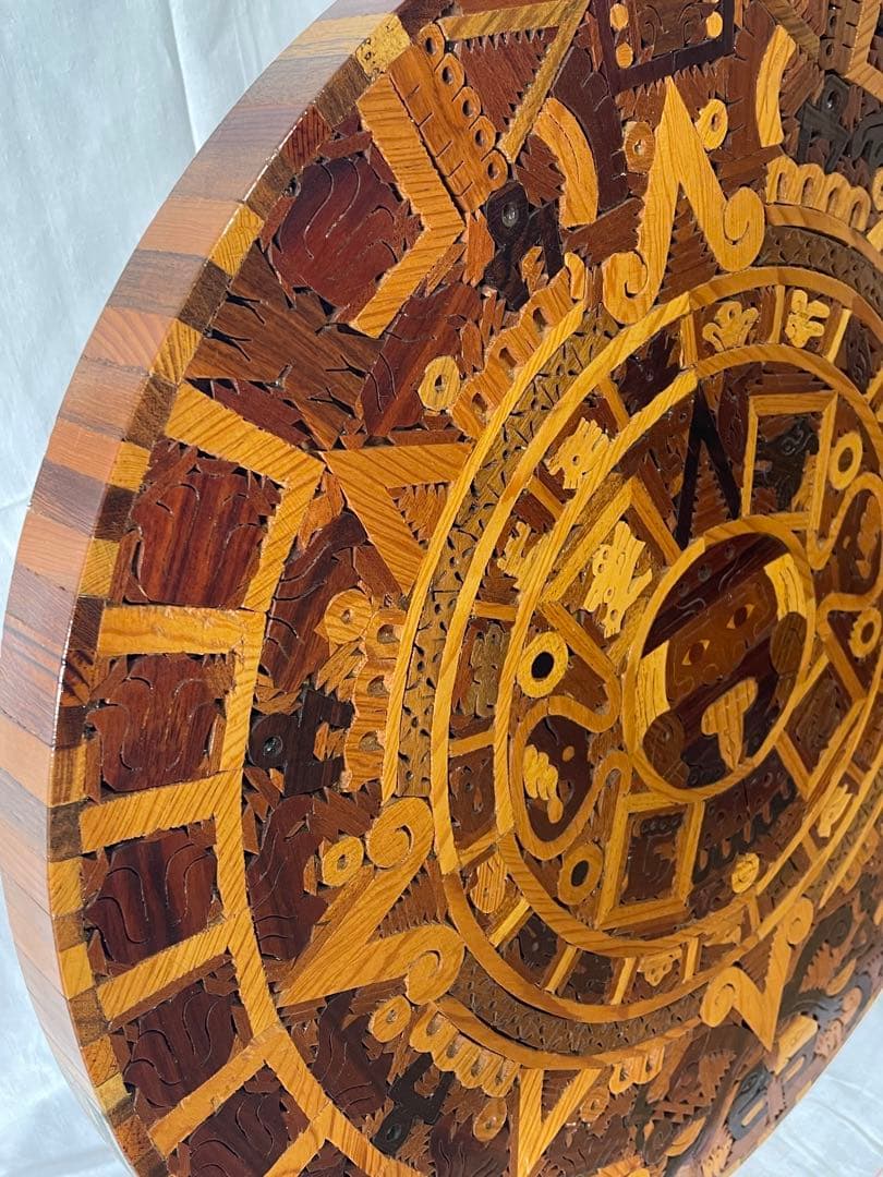 【美品】マヤ文明　太陽の石　寄木細工　置物　インテリア　工芸品　美術品