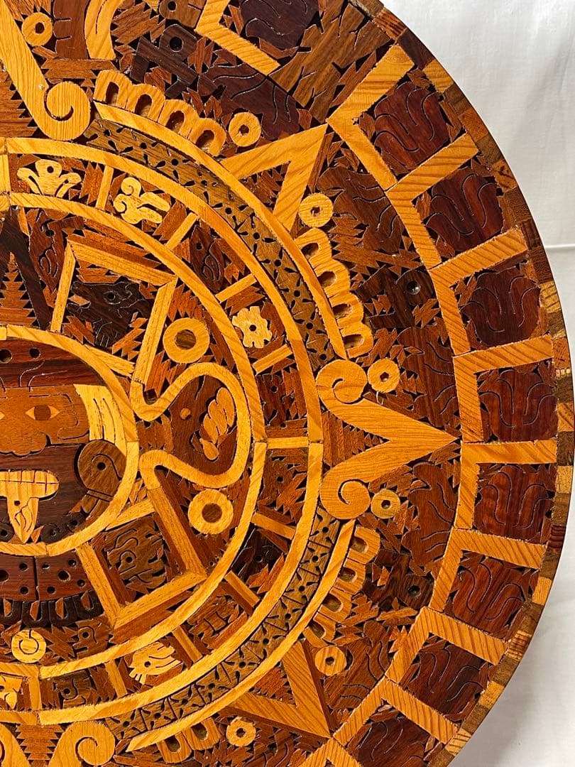 【美品】マヤ文明　太陽の石　寄木細工　置物　インテリア　工芸品　美術品