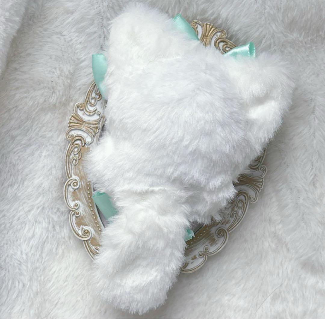 【ぬい服】ちびぐるみ 白ふわ×ライトグリーンねこ♡ （10cm〜12cm）