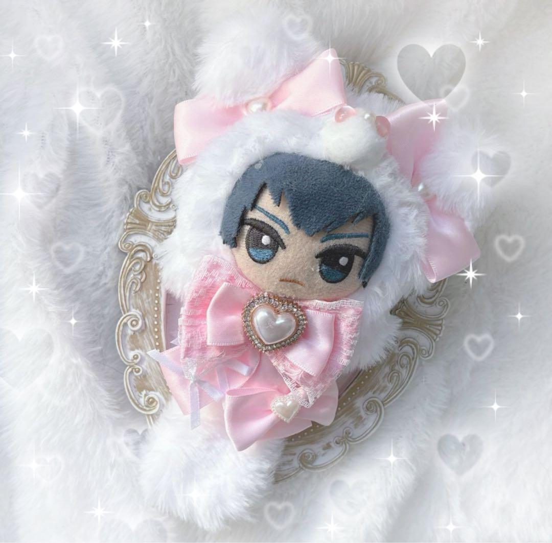 【ぬい服】ちびぐるみ 白ふわ×ライトグリーンねこ♡ （10cm〜12cm）