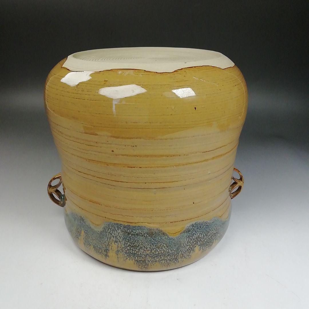 Ｗ２５９　水指　『高取　水指』『七宝耳付』『亀井楽山 造』　共箱　茶道具