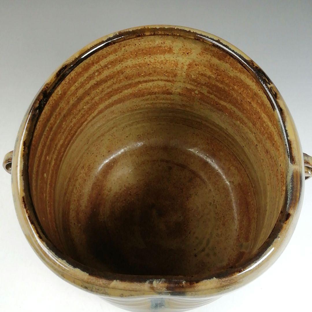 Ｗ２５９　水指　『高取　水指』『七宝耳付』『亀井楽山 造』　共箱　茶道具