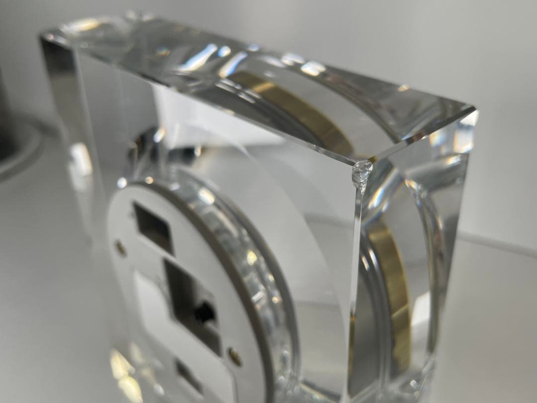 レア♪IBM ネーム入り HOYA クリスタルガラス 置時計 オブジェ