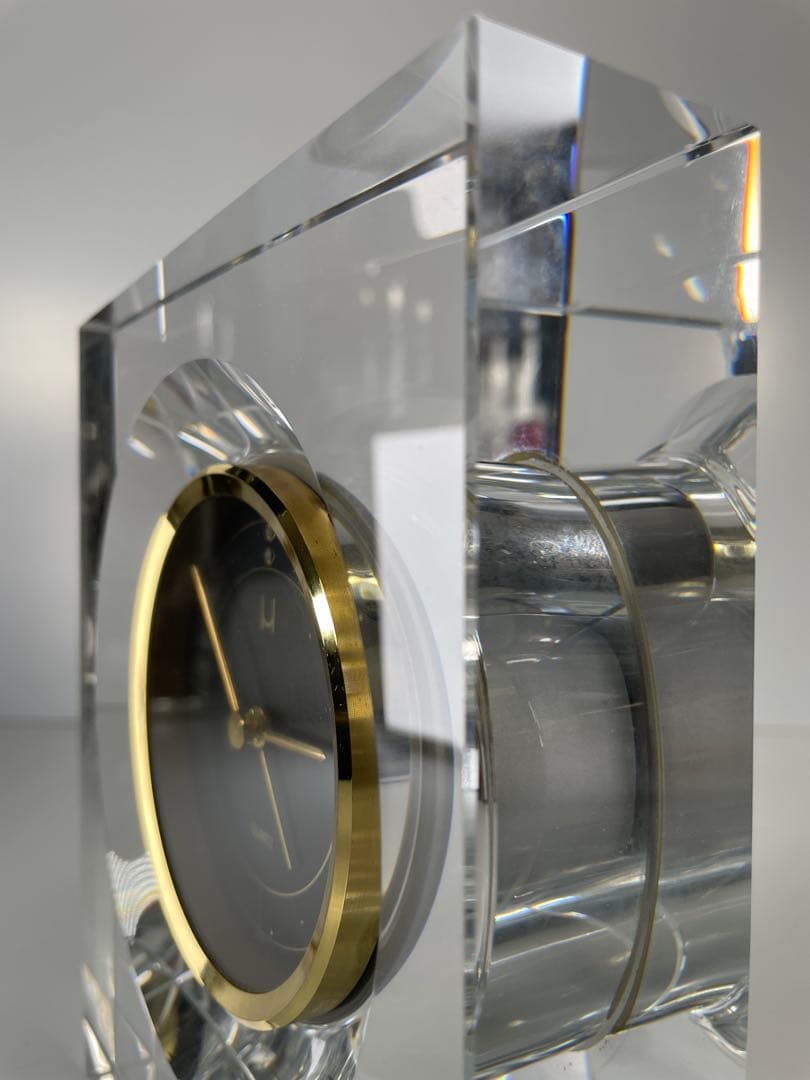 レア♪IBM ネーム入り HOYA クリスタルガラス 置時計 オブジェ