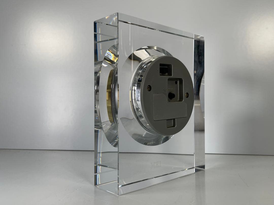 レア♪IBM ネーム入り HOYA クリスタルガラス 置時計 オブジェ