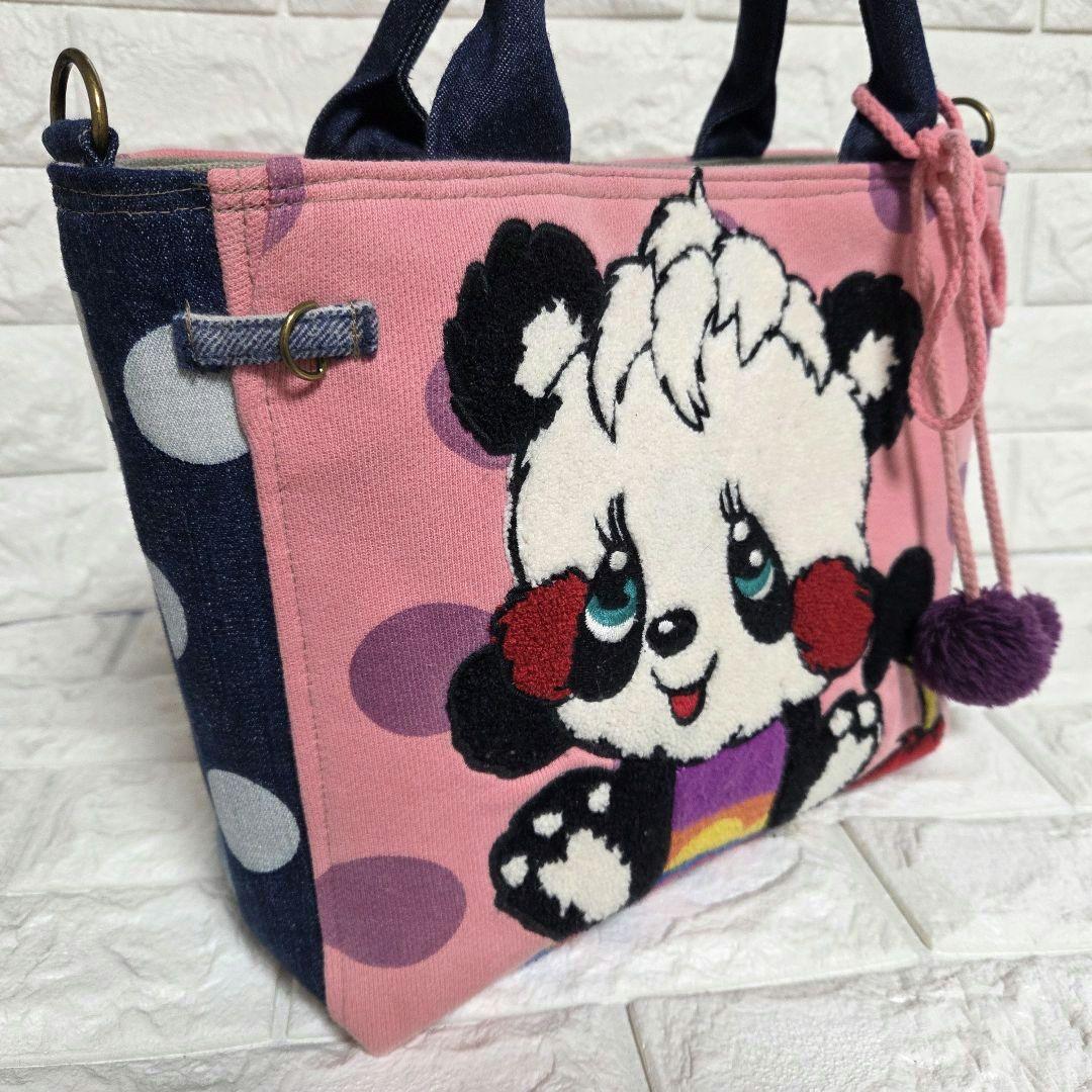 922 デニム＊リメイク＊パンダ＊バッグ＊トートバッグ