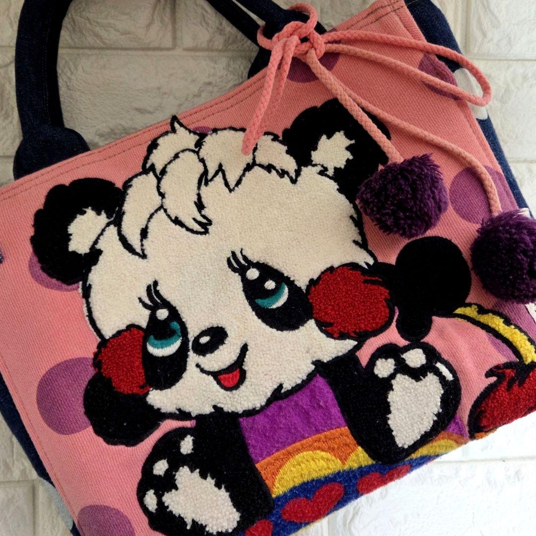 922 デニム＊リメイク＊パンダ＊バッグ＊トートバッグ